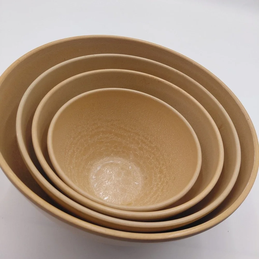 Set- 4 Ellinger's Nesting Mixing Bowls #20, 21, 22 & 23 Agatized Wood Wisconsin